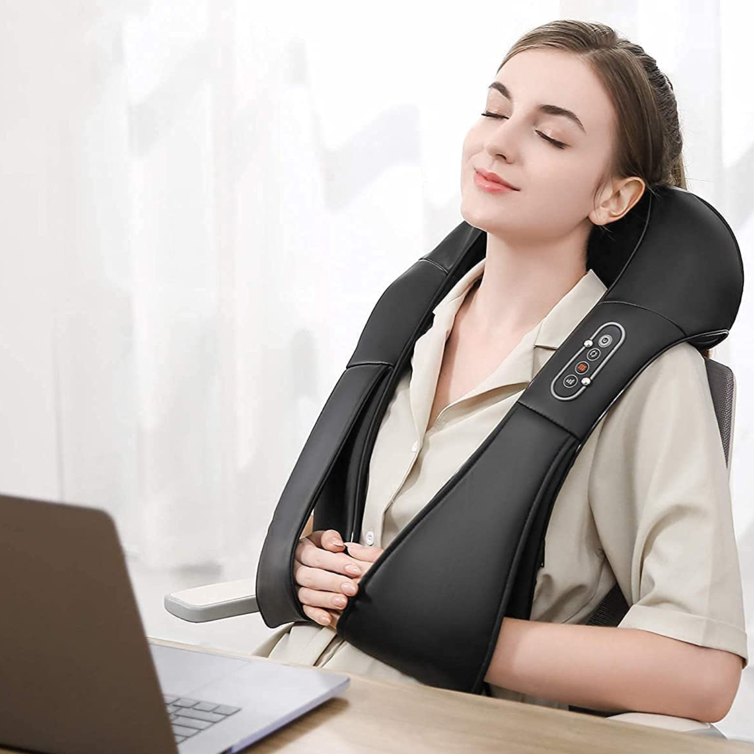 Raxiva-heated shiatsu neck shoulder deep tissue massager