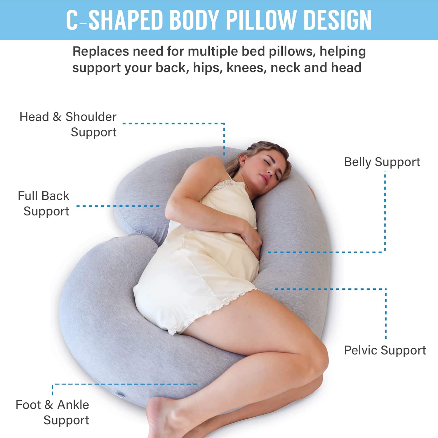 Raxiva-c shaped full body maternity pillow