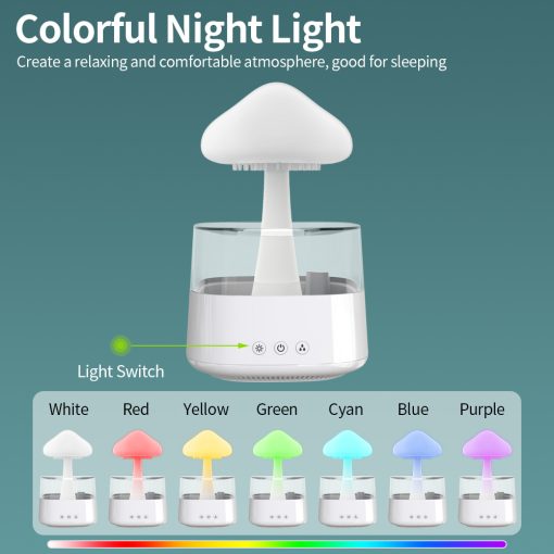 Raxiva-2 in 1 desk light humidifier rain cloud aromatherapy zen diffuser night light mushroom lamp