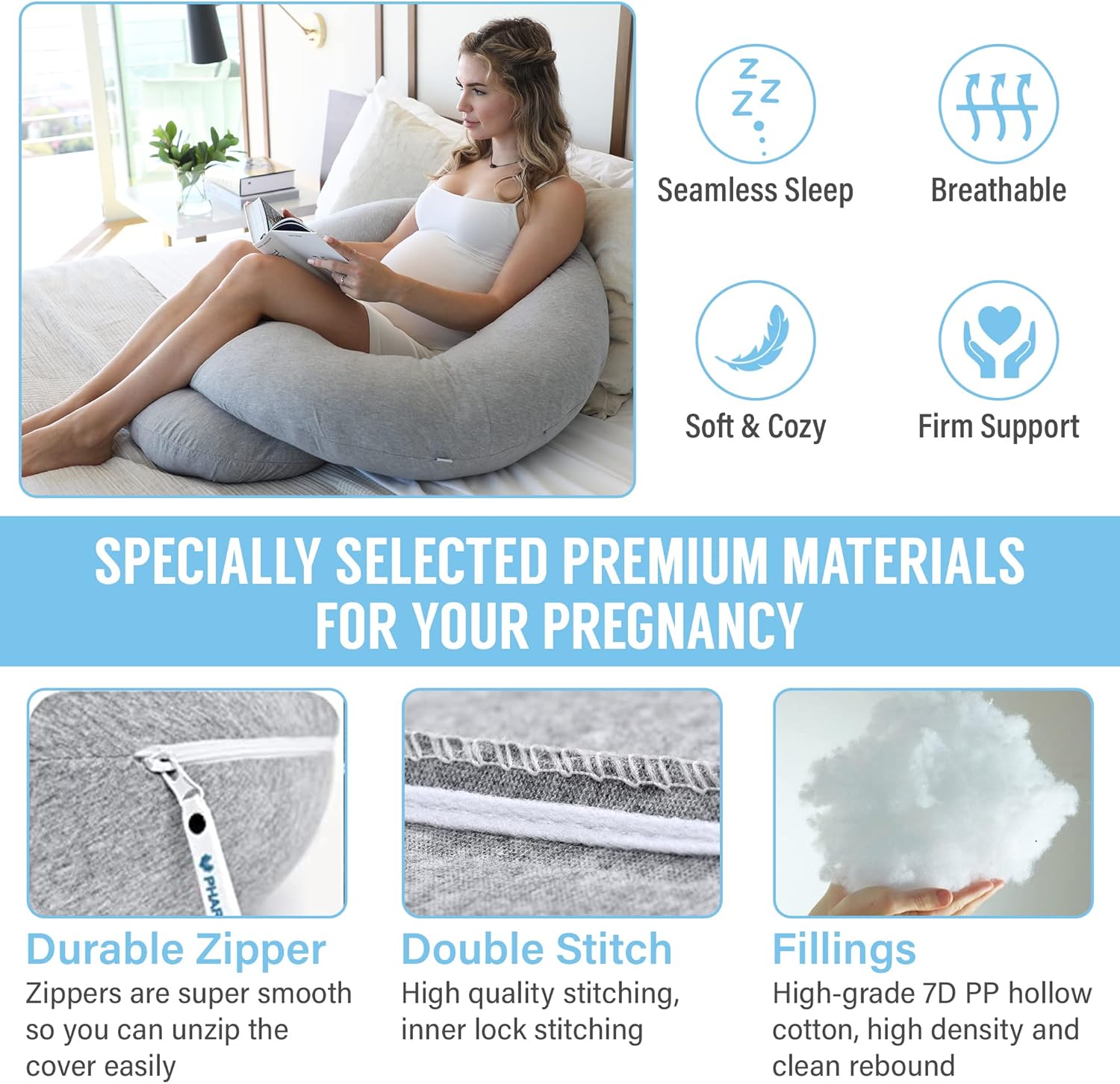 Raxiva-c shaped full body maternity pillow