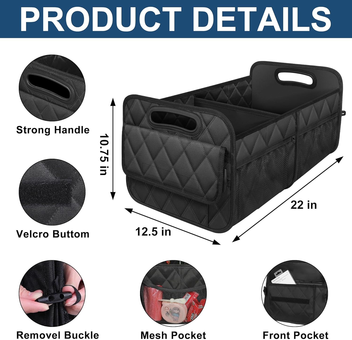 Raxiva-car trunk storage organizer