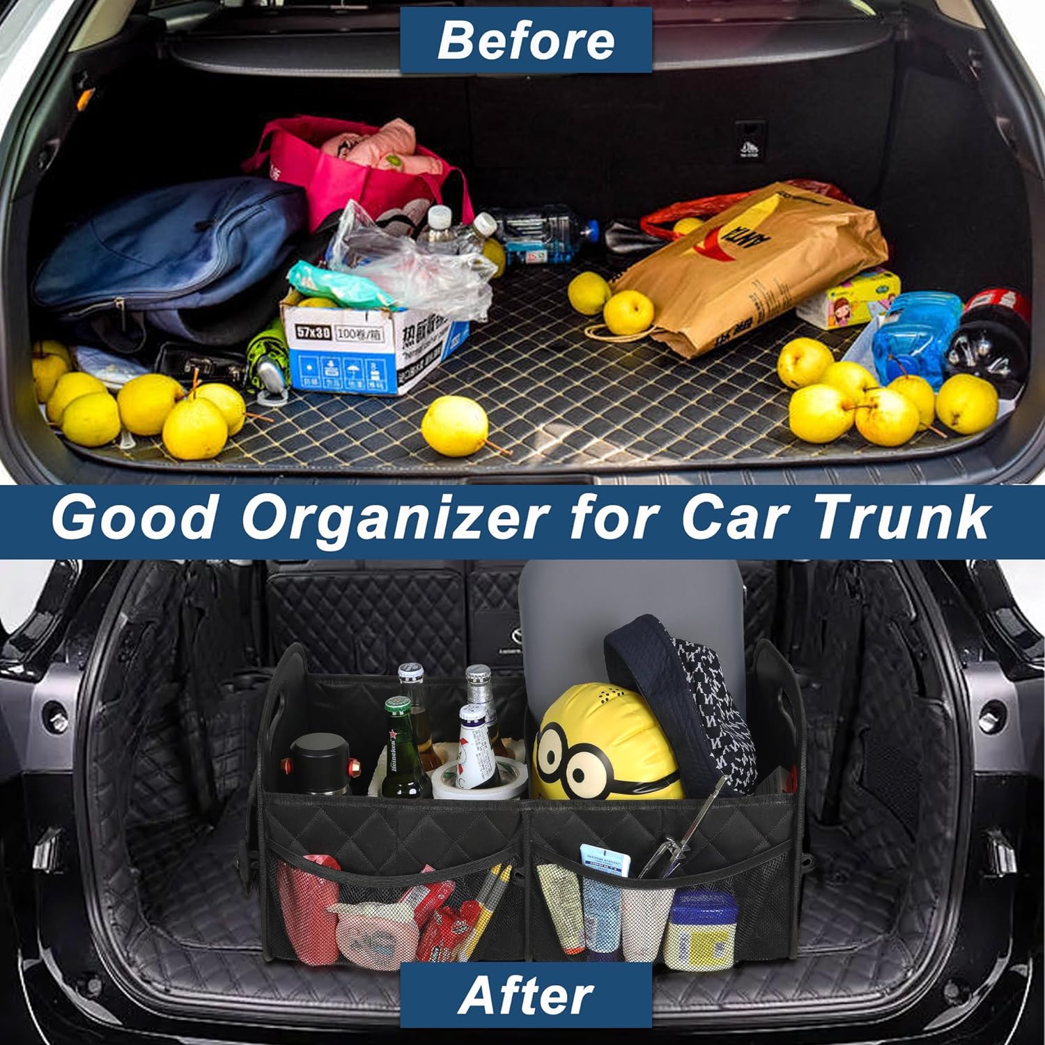 Raxiva-car trunk storage organizer