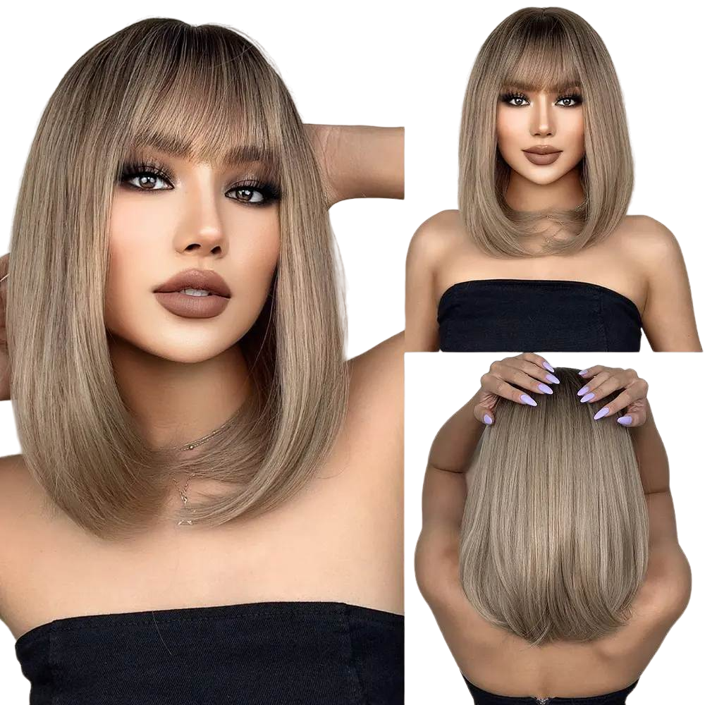 Raxiva-chic short straight bob wig with bangs effortless style