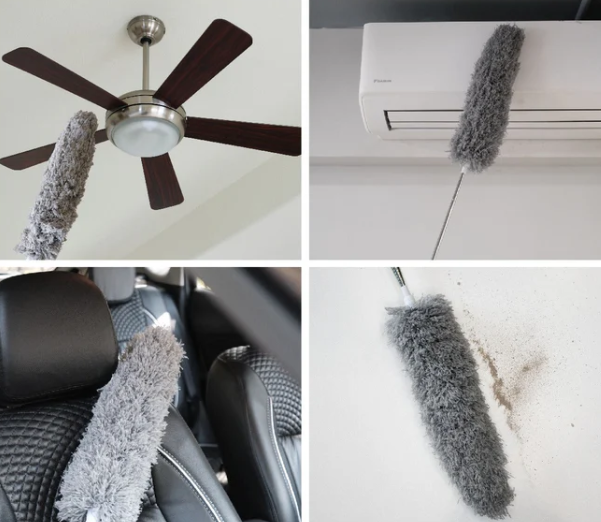 Raxiva-plumeau incurve lavable microfibre