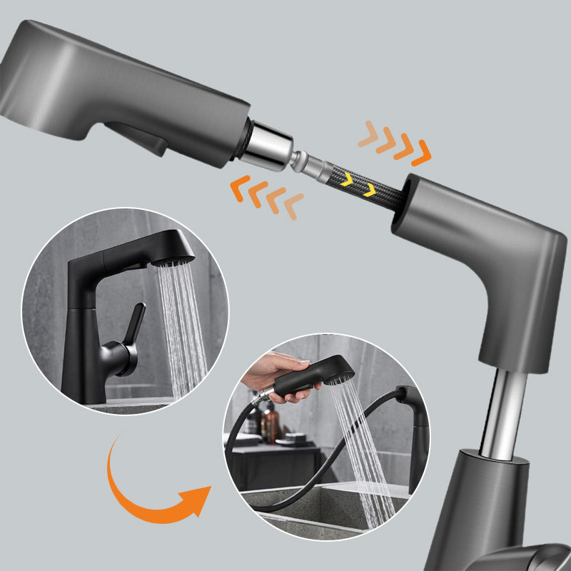 Raxiva-single hole basin faucet with pull out spray head