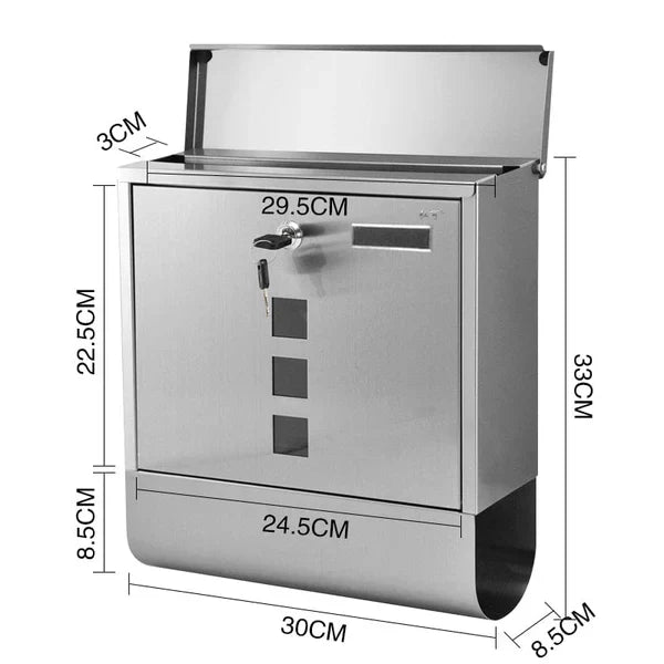 Raxiva-large heavy duty wall mounted vertical metal lockable mailbox