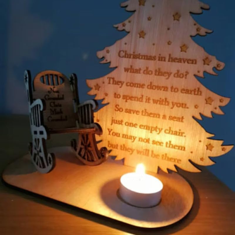 Raxiva - Christmas Tealight Candle Holder – "Merry Christmas in Heaven" Remembrance Ornament for Cherished Holiday Memories & Tabletop Décor