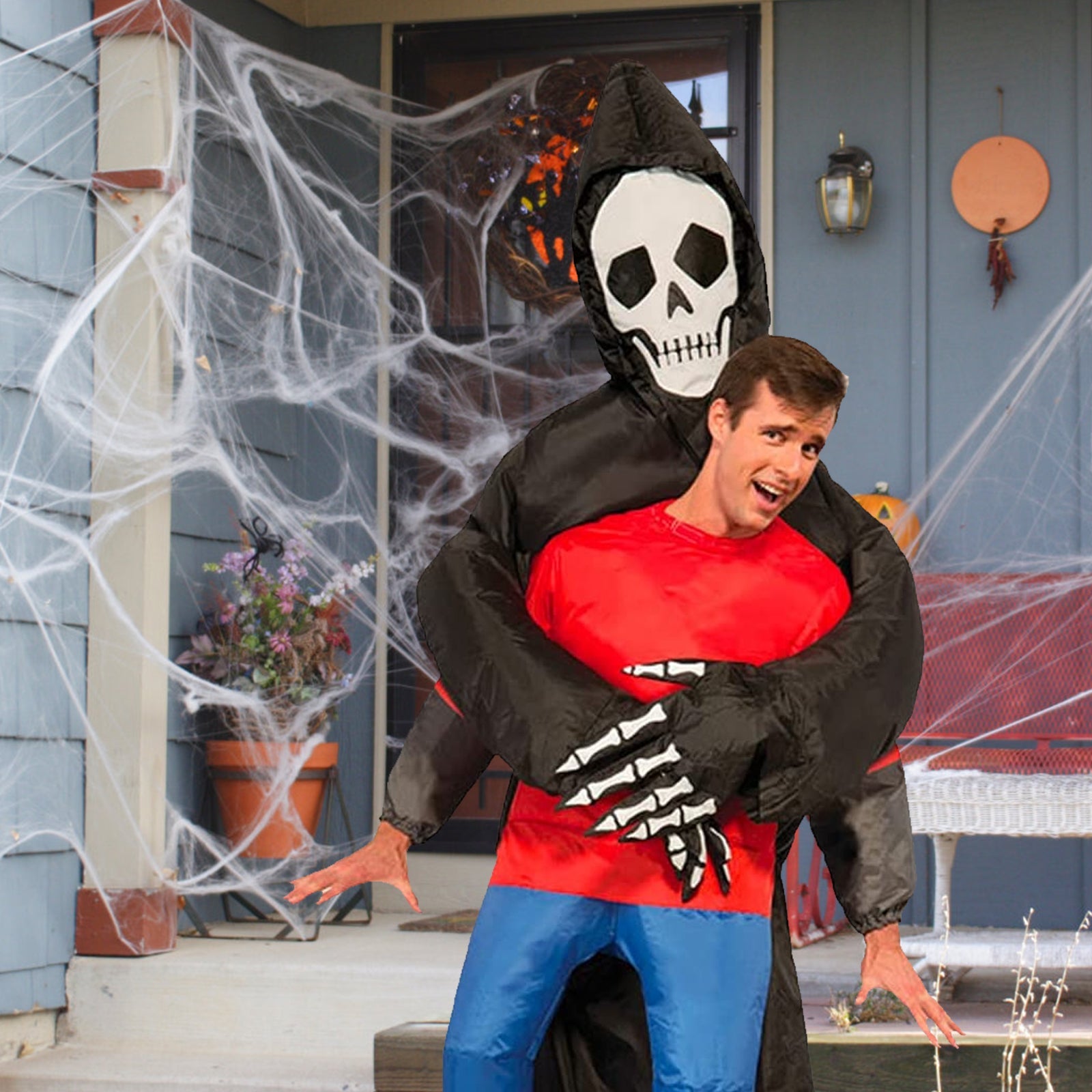 Raxiva - Death Grim Reaper Inflatable Costume - Robe Mask Ghost Costume Props for Halloween