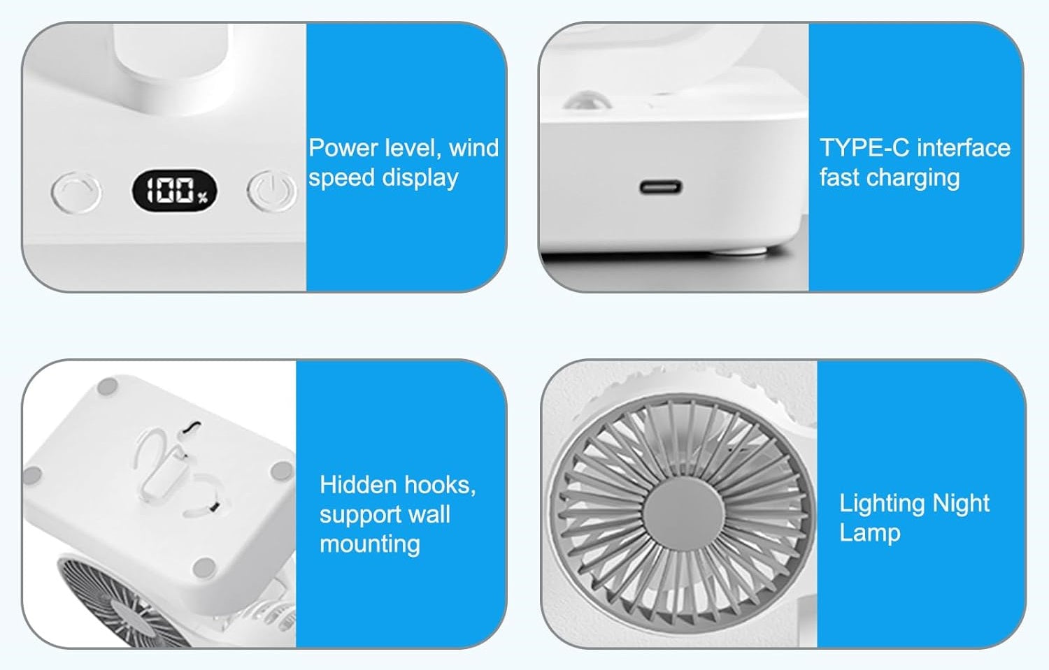 Raxiva - Dual Head Oscillating Table Fan – Portable USB Rechargeable with 4000mAh Battery & 4-Speed Cooling Power