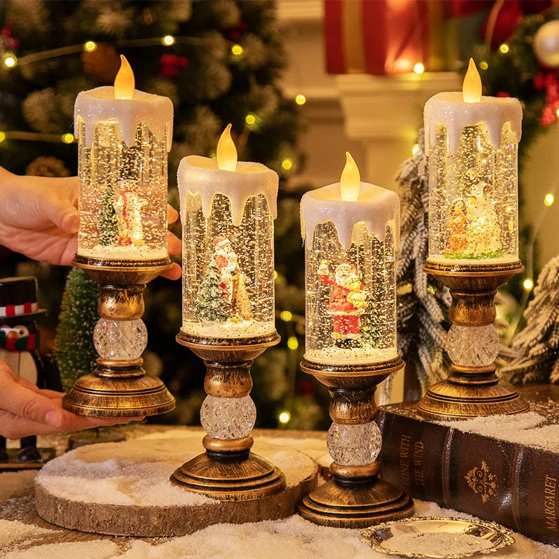 Raxiva - LED Christmas Candle Lights with Dreamy Snowflake Music Box