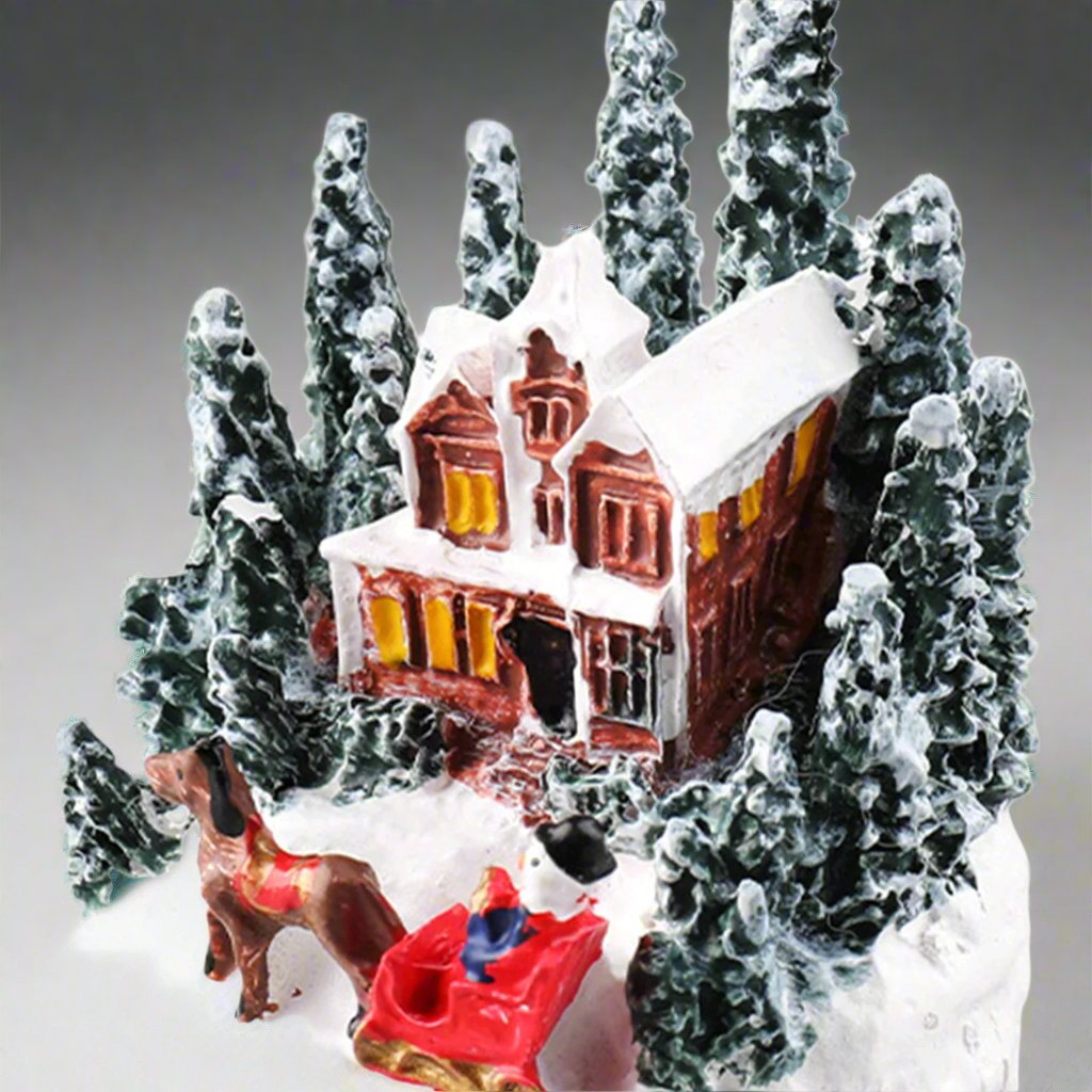 Raxiva - LED Christmas Village Miniature Set – Snowy Resin Houses for Festive Home Décor & Delightful Gifts for Kids & Friends
