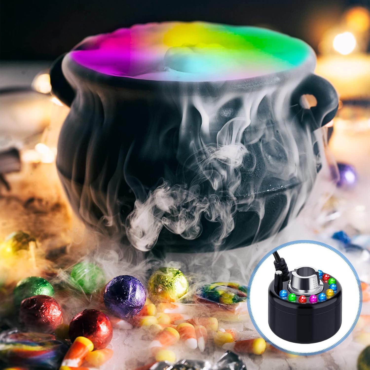 Raxiva - LED Light Decorative Fog Machine - Water Fountain Fog Machine for Halloween & Holiday