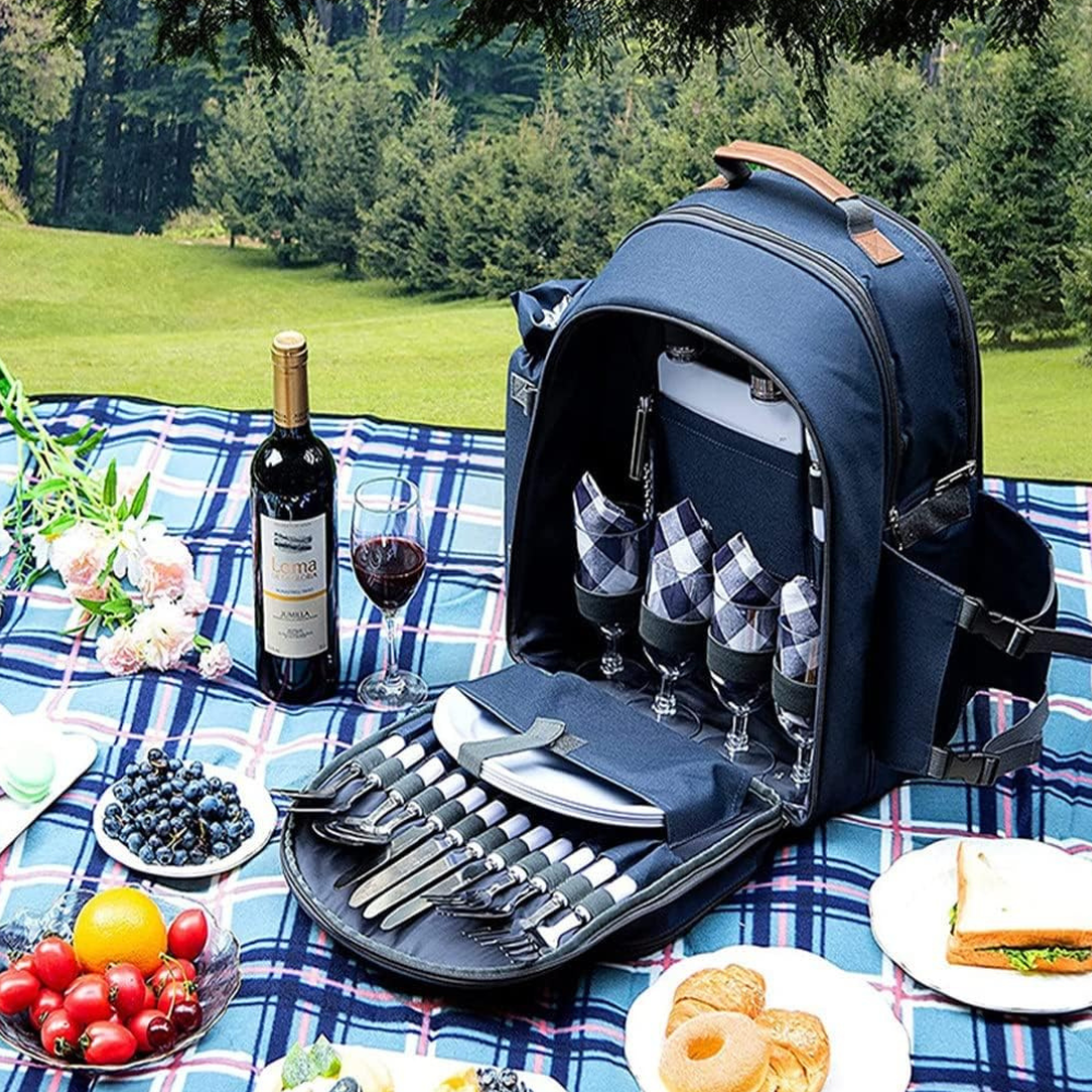 Raxiva - Picnic Basket Backpack Portable Set for 4