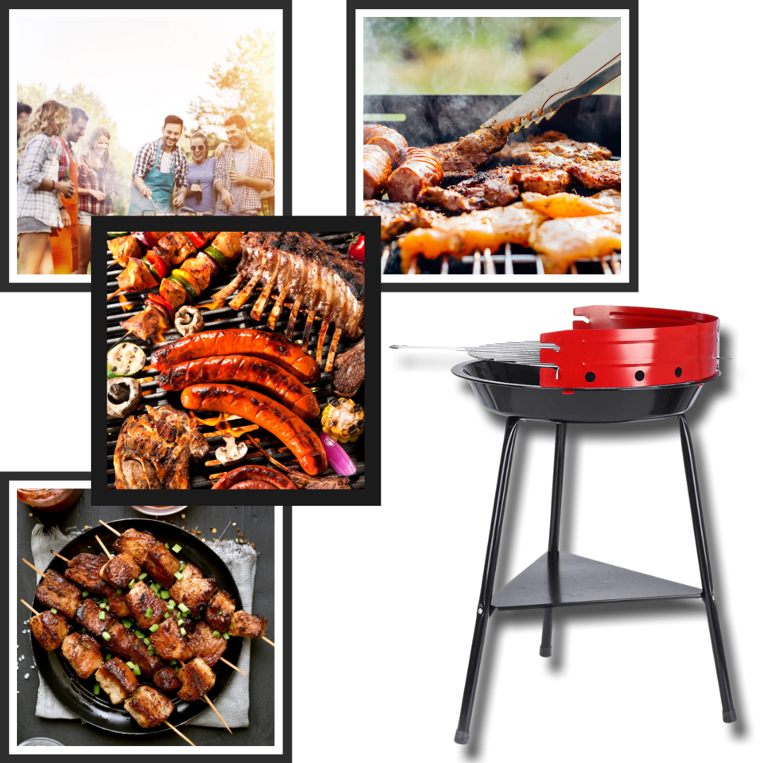 Raxiva - Portable round BBQ charcoal grill