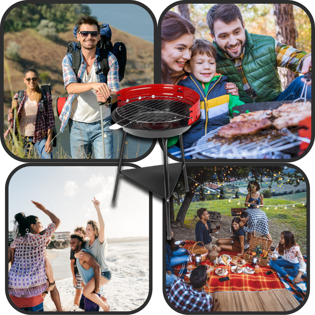 Raxiva - Portable round BBQ charcoal grill
