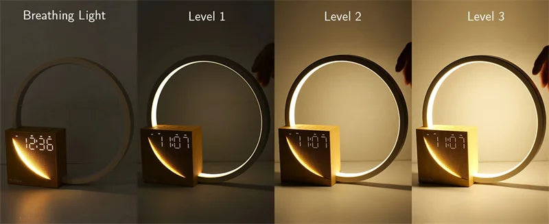 Raxiva - Touch Control Bedside Lamp – Night Light with Natural Sounds and Alarm Clock, Featuring 3 Levels of Brightness
