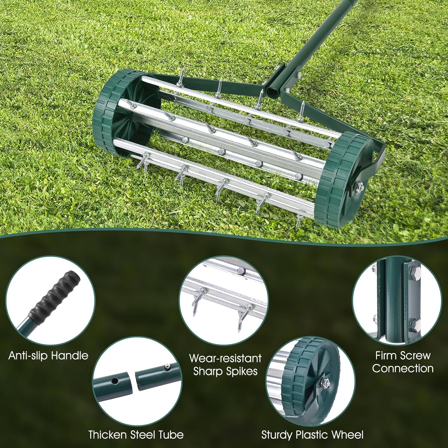 Rolling Lawn Aerator-Raxiva-SKU38841708202065981Rolling Lawn Aerator7491668541501, Rolling Lawn Aerator, , Raxiva, Rolling Lawn Aerator,
