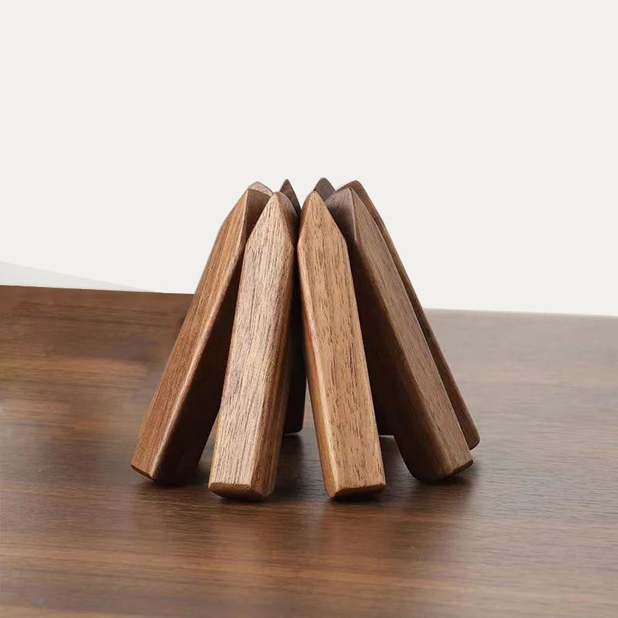 Raxiva-stylish black walnut foldable christmas tree coasters heat resistant pot mats kitchen decor