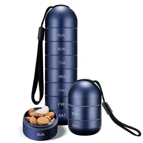 Raxiva-aluminum 7 day portable pill organizer for travel