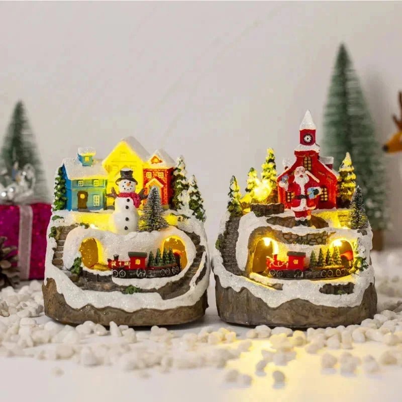 Raxiva-magical christmas tree music lights snowy house decor snowman holiday gifts home charm