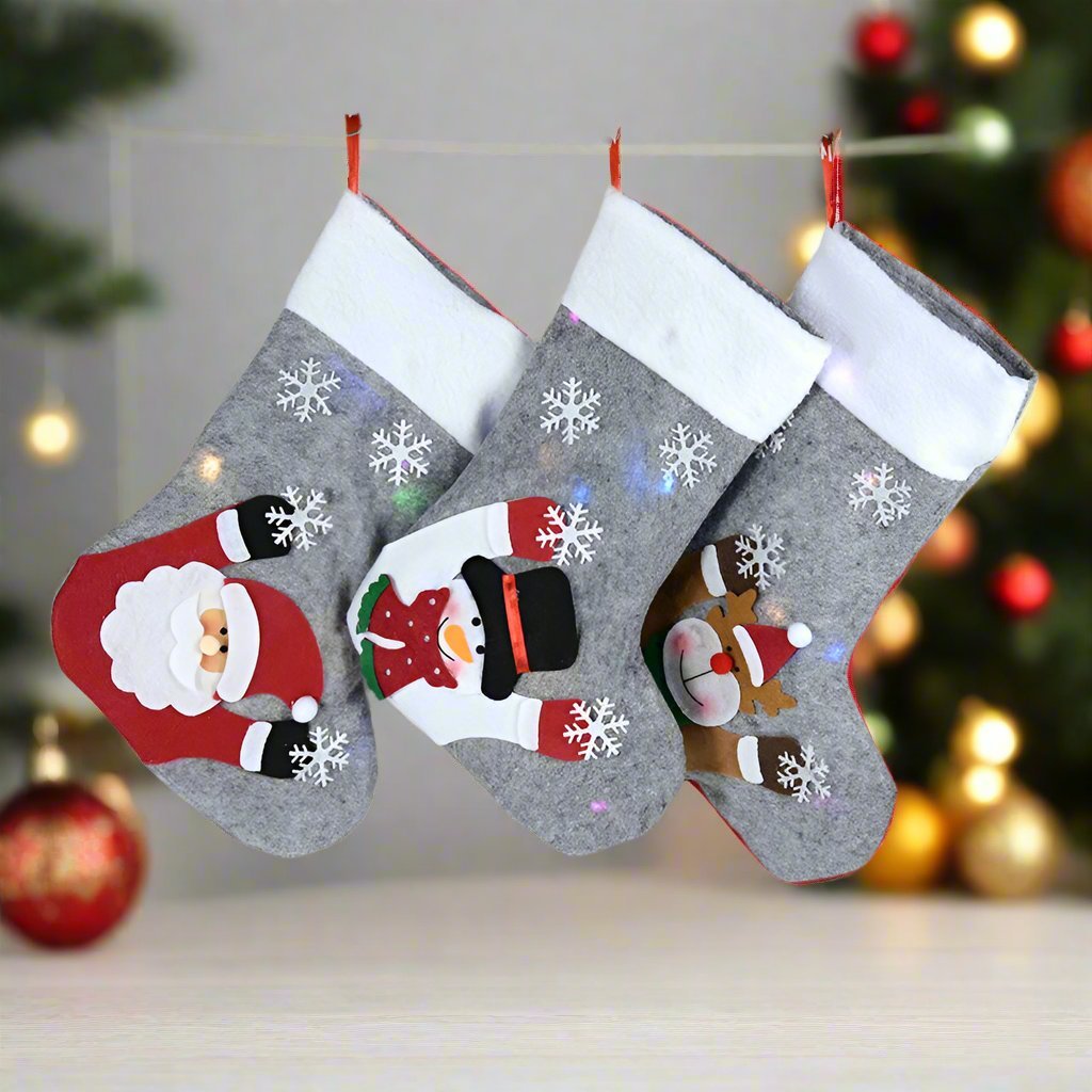 Raxiva-christmas stockings led lights snowman santa elk bear designs festive cheer fireplace tree