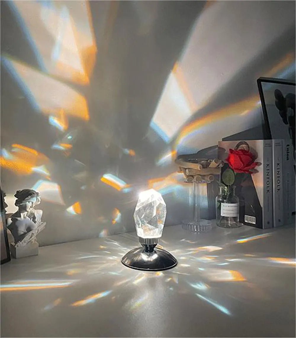 Raxiva-crystal stone lamp 16 rgb colors stylish diamond table light magical ambiance