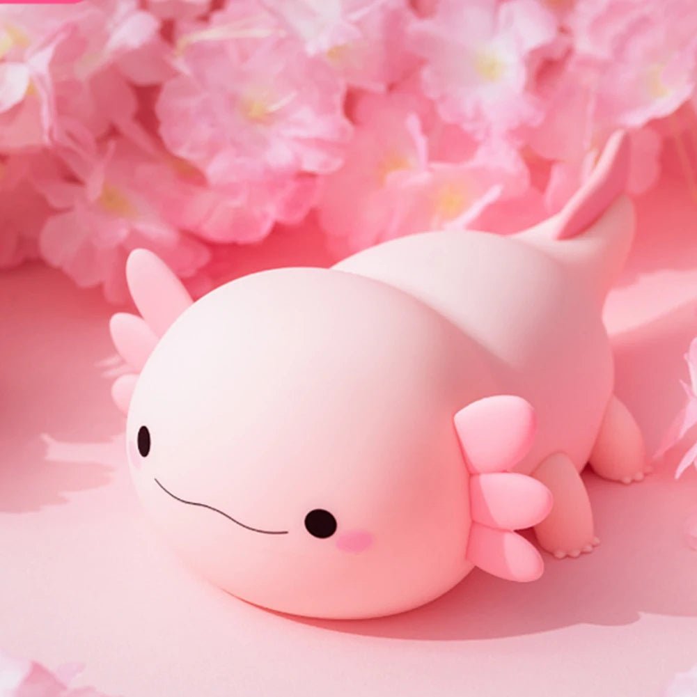 Raxiva-cute axolotl night light soft silicone touch lamp usb rechargeable for kids nursery