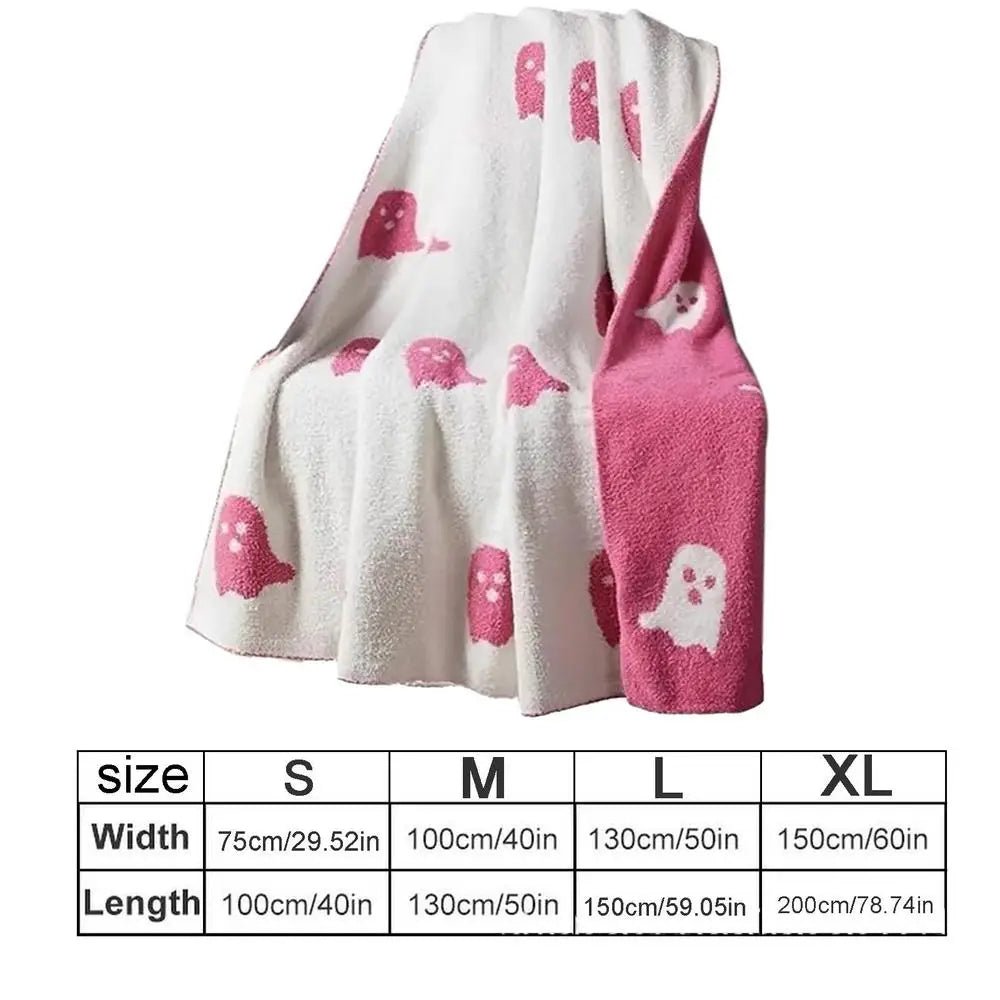 Raxiva-double sided pink ghost halloween cozy flannel throw blanket for beds sofas couches