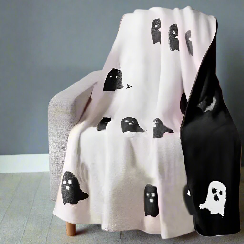 Raxiva-double sided pink ghost halloween cozy flannel throw blanket for beds sofas couches
