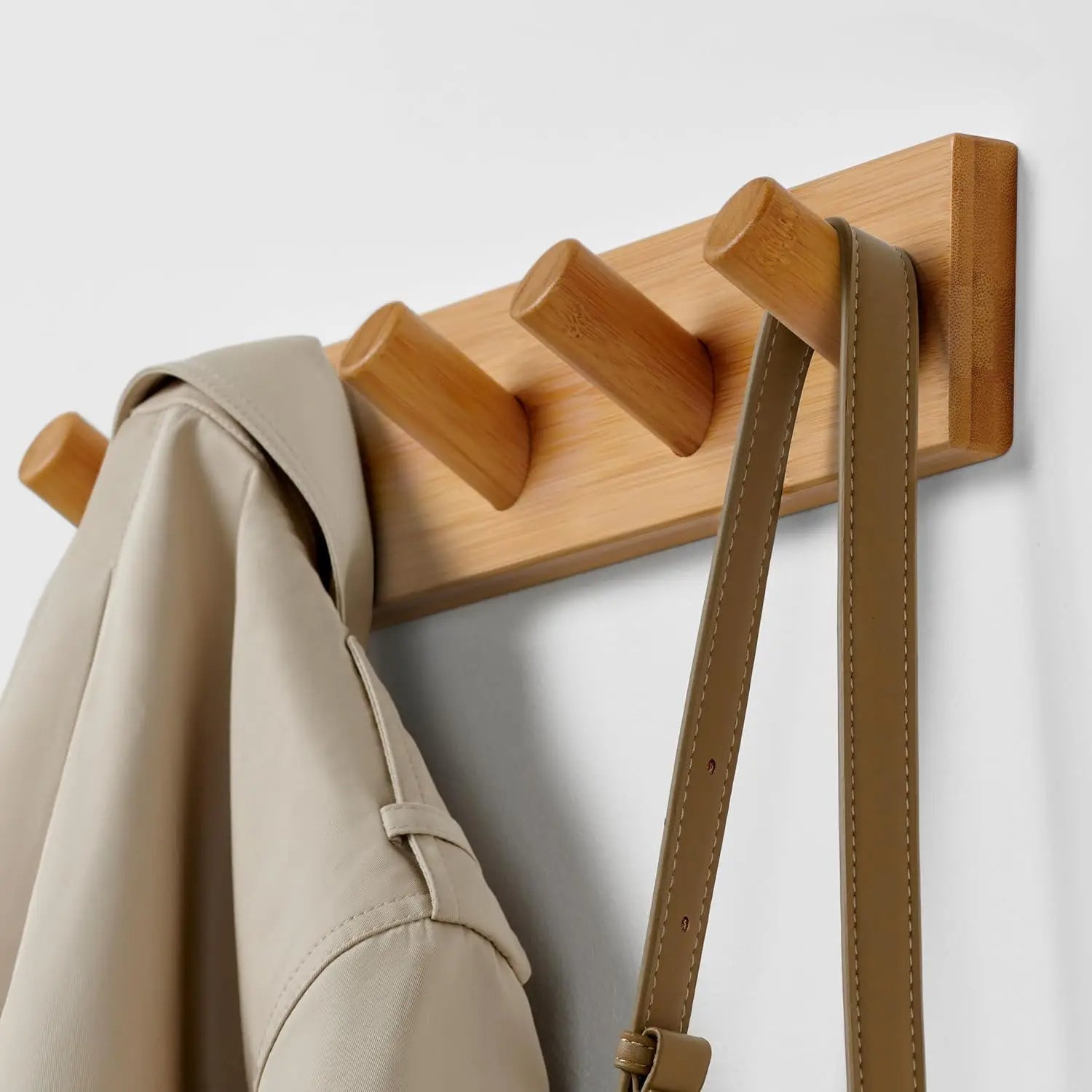 Raxiva-wooden wall mounted coat rack 5 hooks