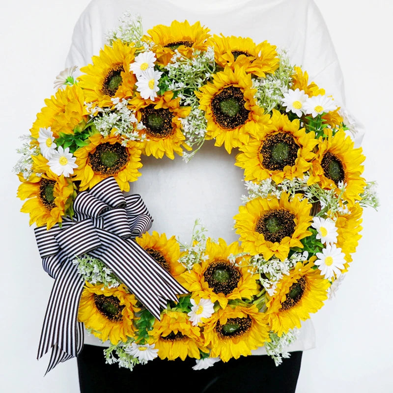 Raxiva-45cm sunflower daisy wreath