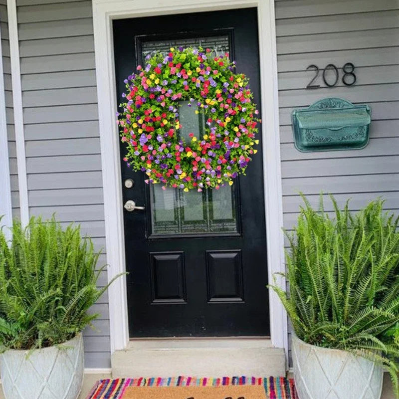 Raxiva-40cm artificial colorful wildflower spring wreath