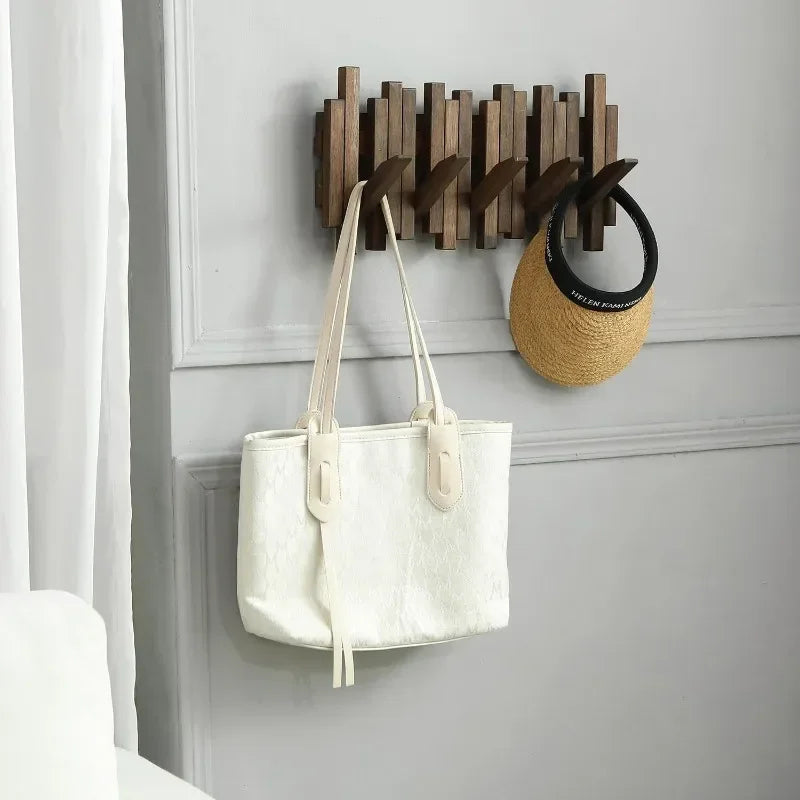 Raxiva-natural wood wall mounted coat hook rack flip down holder