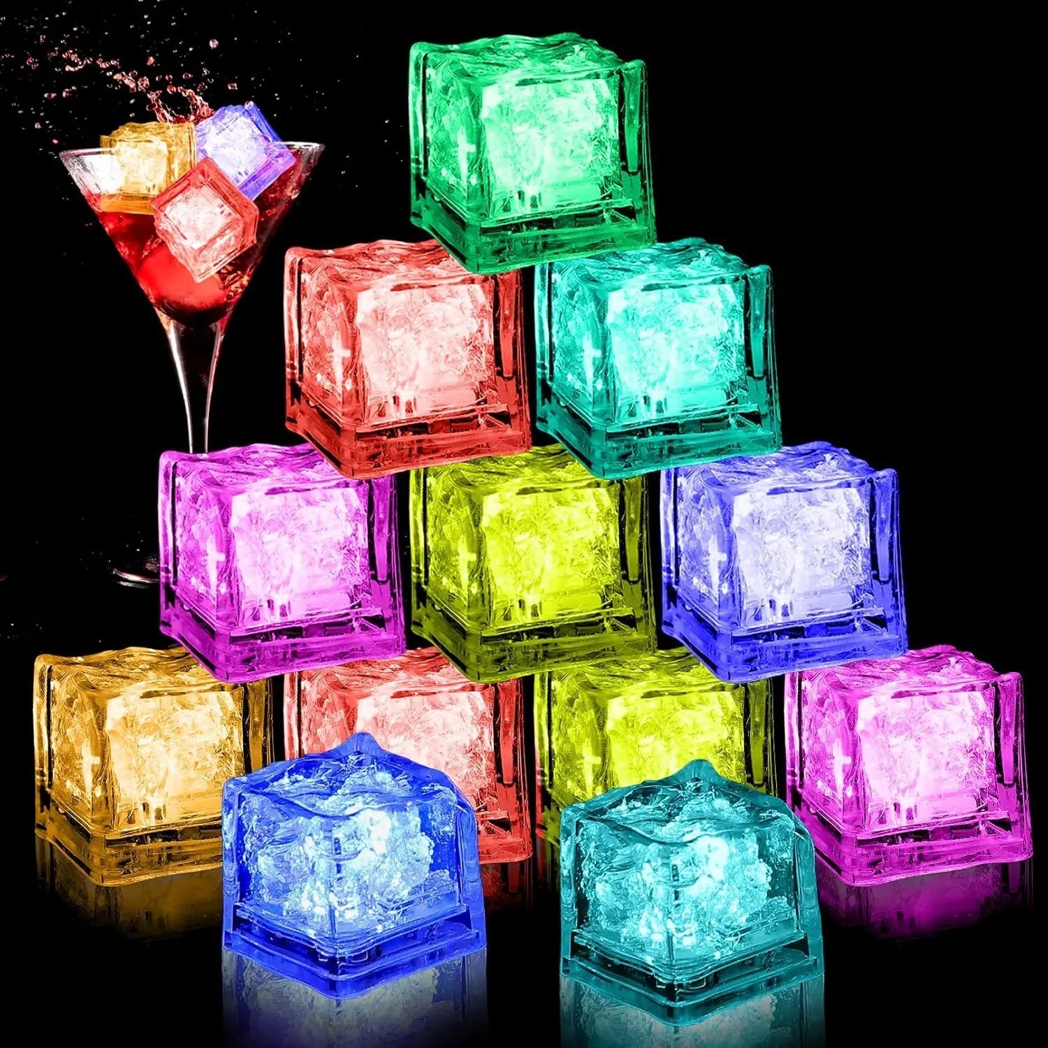 Raxiva-glowing led ice cubes fun fast flash water toys party decorations magical drinks