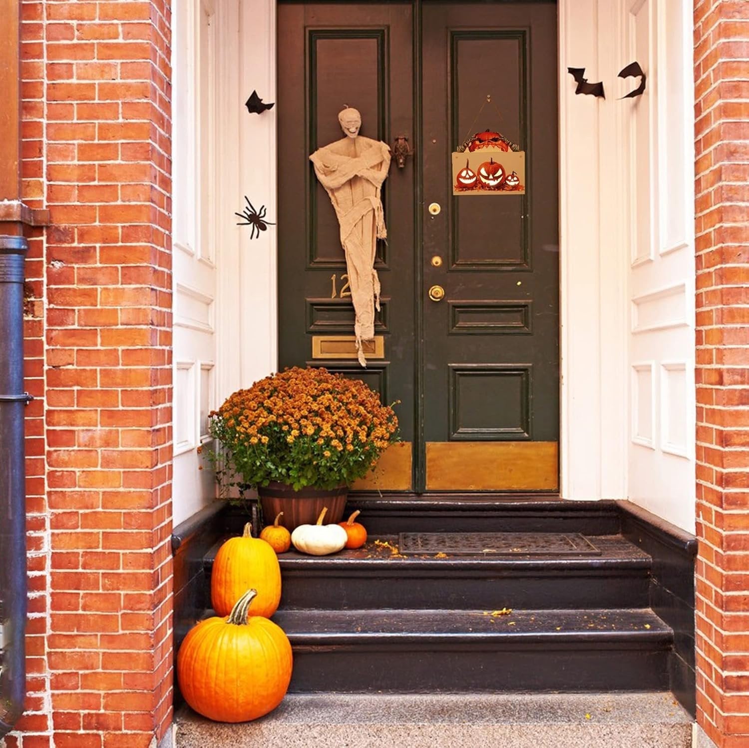 Raxiva-halloween house sign night light wooden door hanging decor