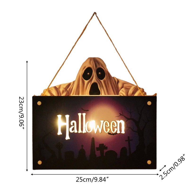 Raxiva-halloween house sign night light wooden door hanging decor