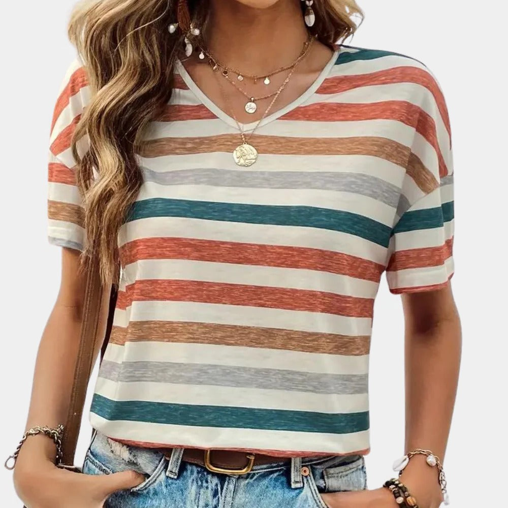 Raxiva-casual striped womens tshirt