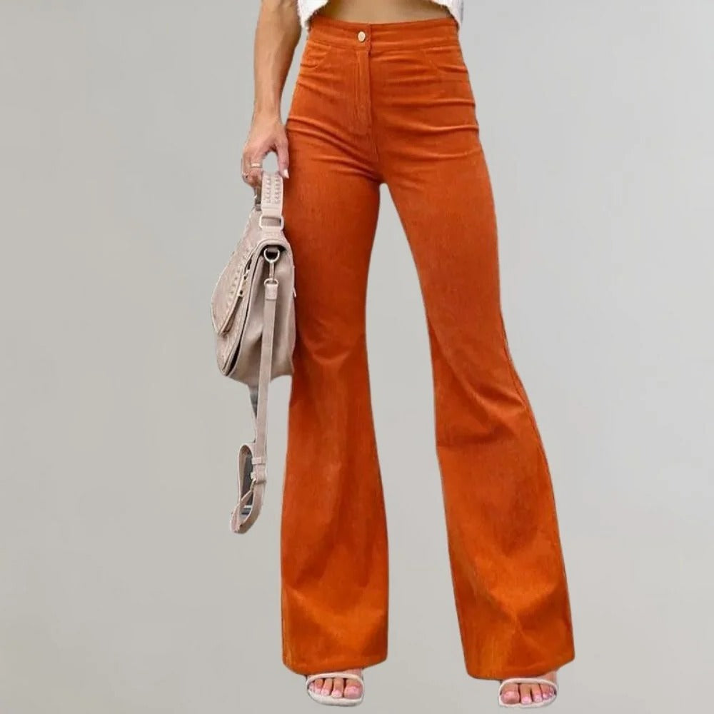 Raxiva-trendy corduroy flared pants