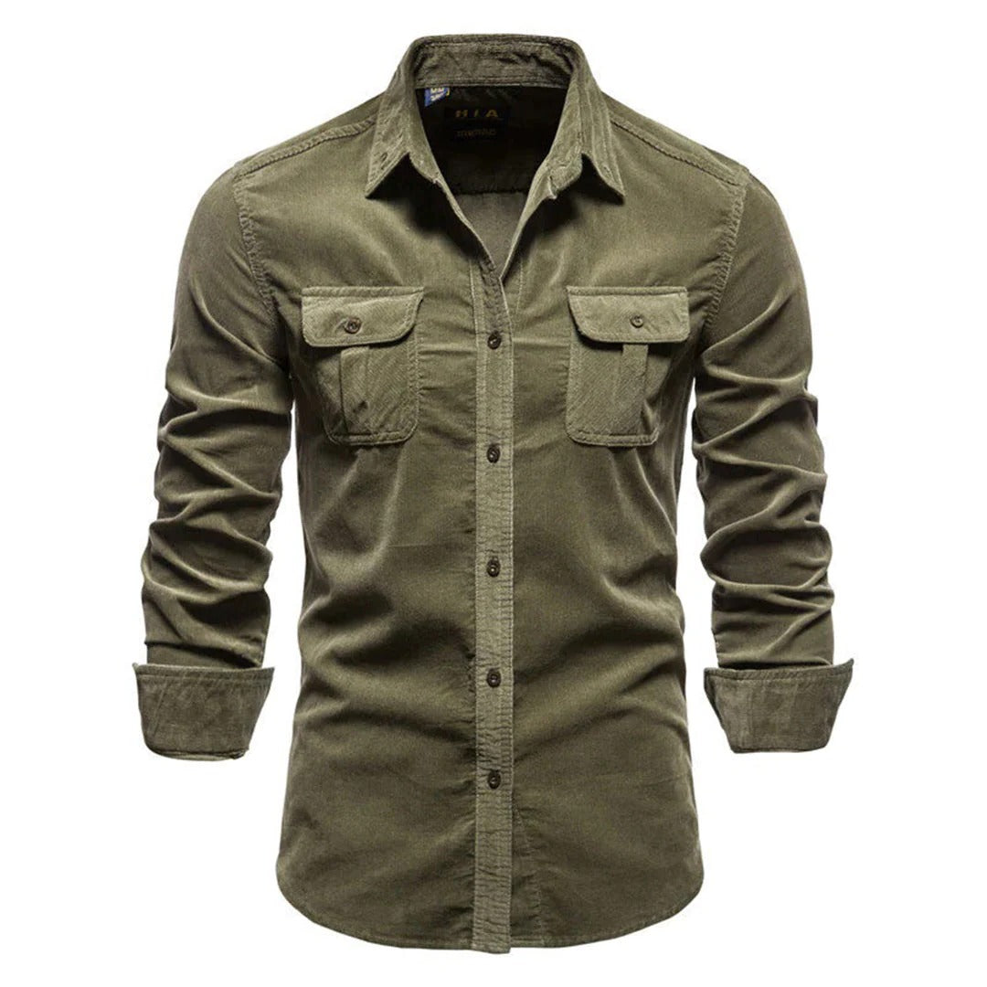 Raxiva-mens corduroy button up shirt
