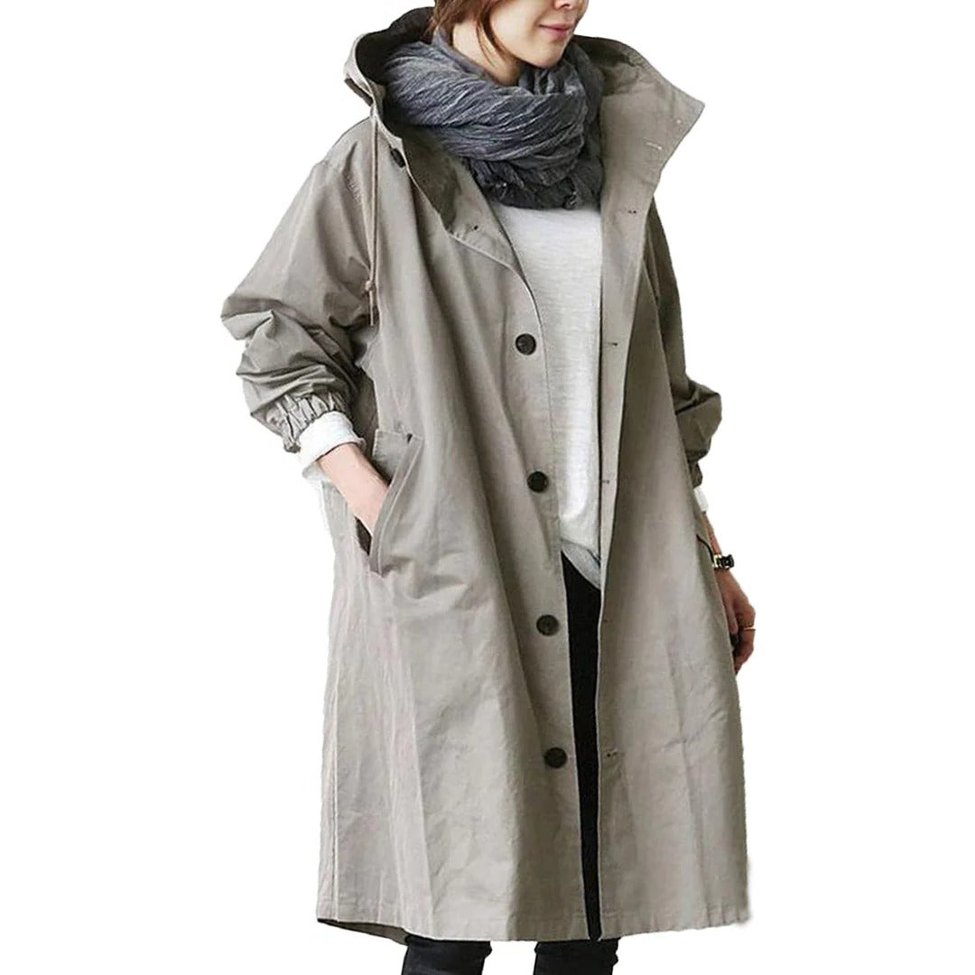 Raxiva-womens long waterproof rain coat