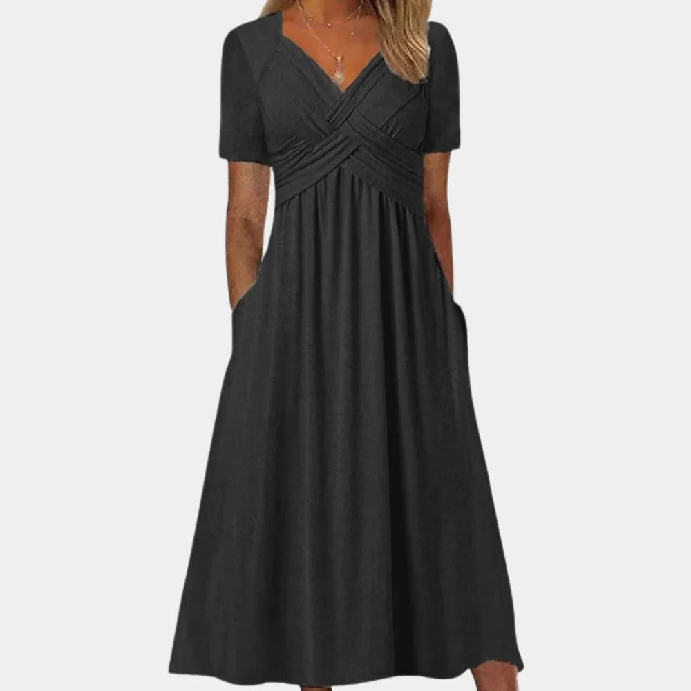 Raxiva-elegant ladies summer dress v neck