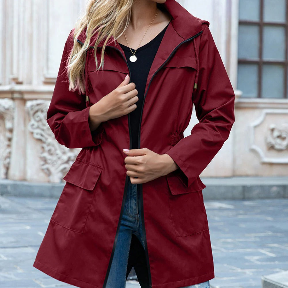 Raxiva-stylish zipper trench coat women
