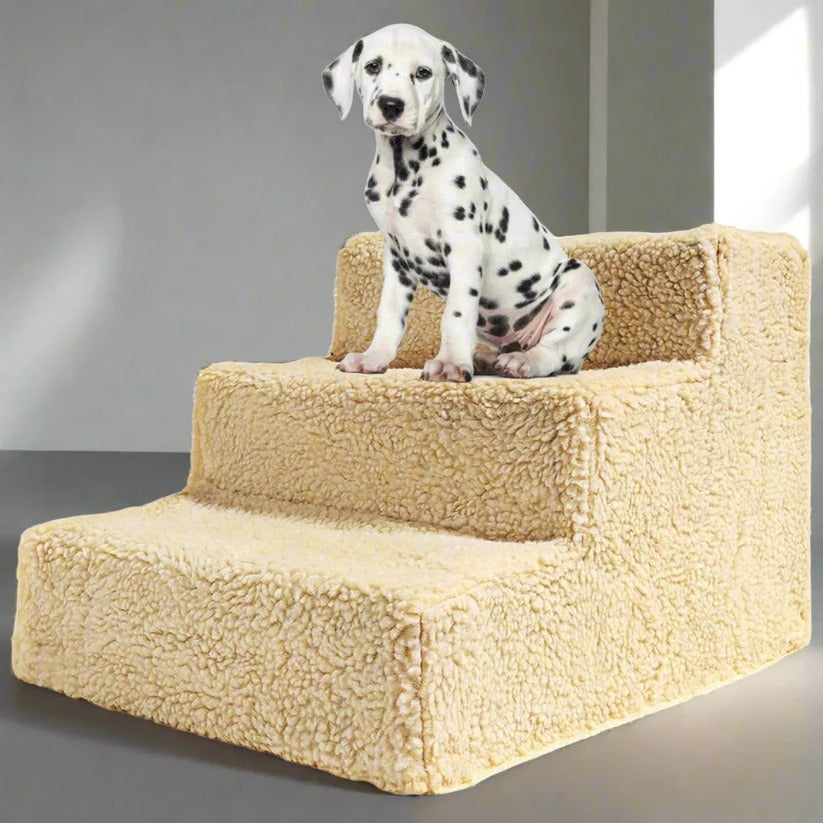 Raxiva-3 step portable dog stairs for high bed
