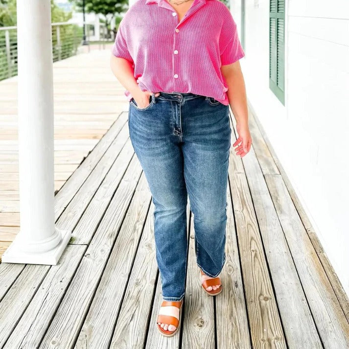 Raxiva-shaping bootcut stretch denim jeans