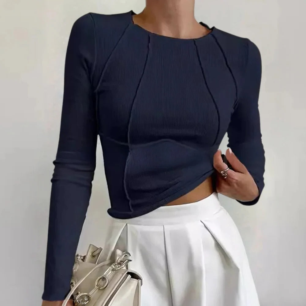 Raxiva-simple long sleeve womens shirt