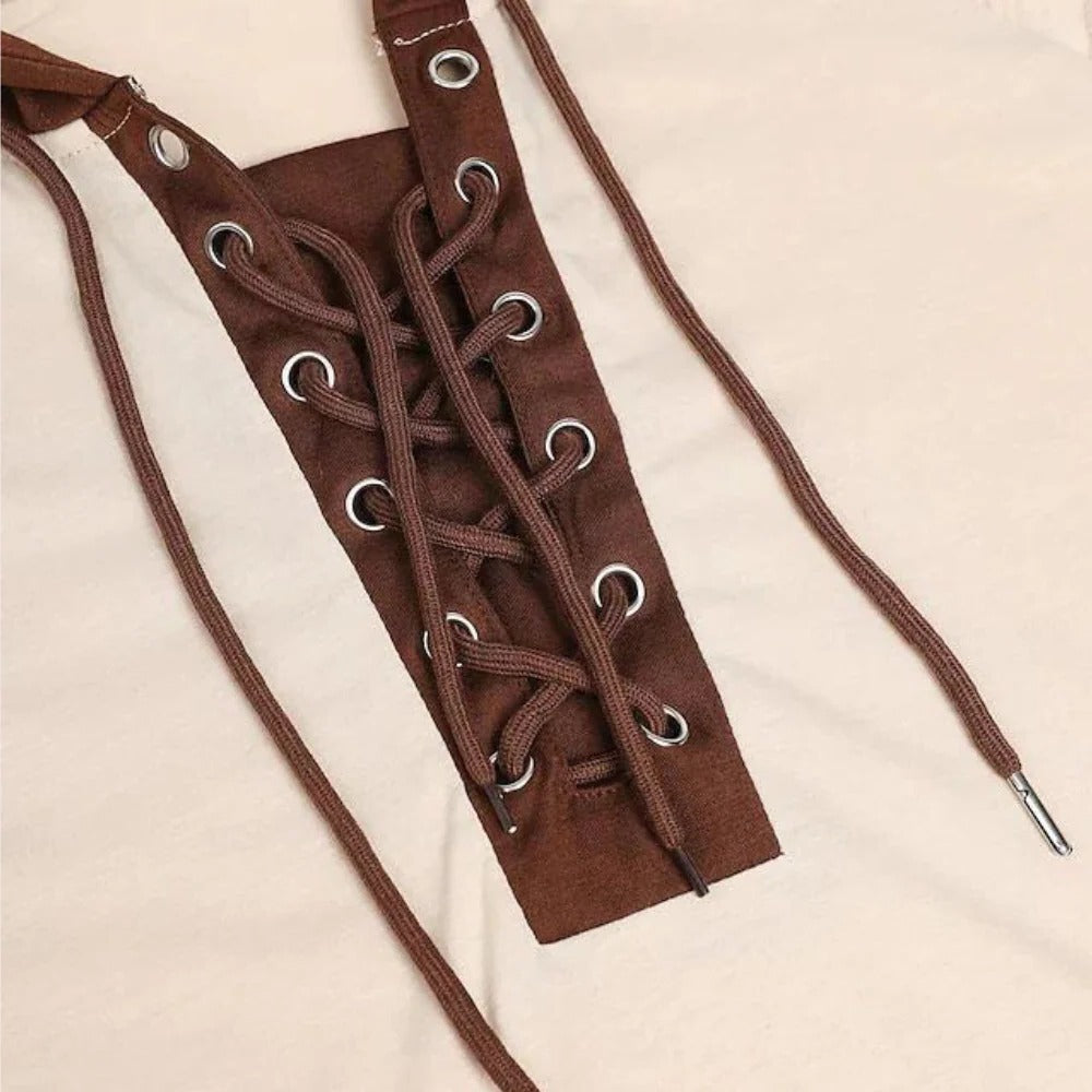 Raxiva-modern mens hooded sweatshirt with lace up closure