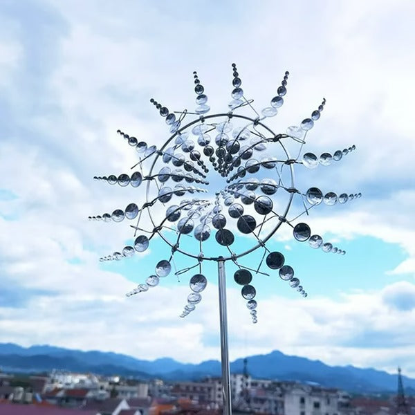 Raxiva-metal garden windmill dual motion decorative spinner unique garden decor gift