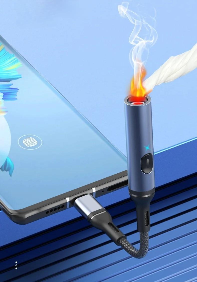 Raxiva-stylish mini windproof phone lighter type c rechargeable cigarette lighter gift for trendsetters