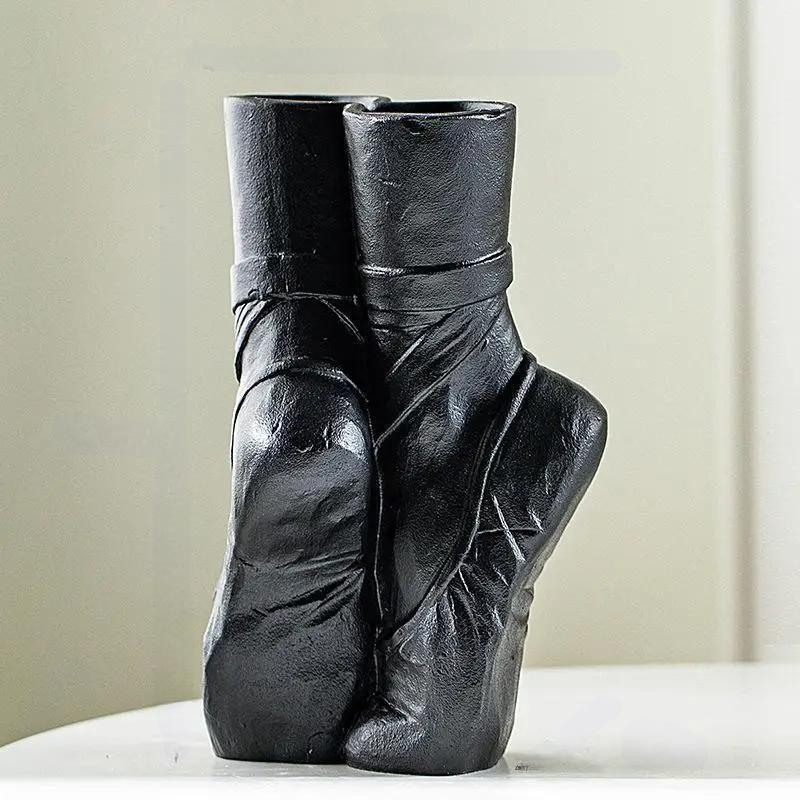 Raxiva-nordic ceramic ballet shoes vase elegant sculpture home decor flower arrangements