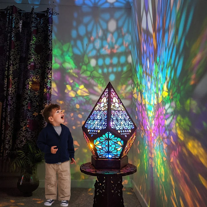 Raxiva-bohemian colorful night light projector lamp